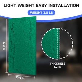 Stone 3D Wall Panels, 4-Pack PU Interior Paneling, 23.6"*47.2" Faux Stone Accent Decor, Sophisticated & Stylish 3D Design (Jungle Green)