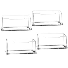 Business Card Holder, 4 Pieces Acrylic Business Card Stand, Transparent Business Card, Table Stand in Landscape Format, Freestanding Business Card, Table Stand for Desk, Office, Collection, Organiser,