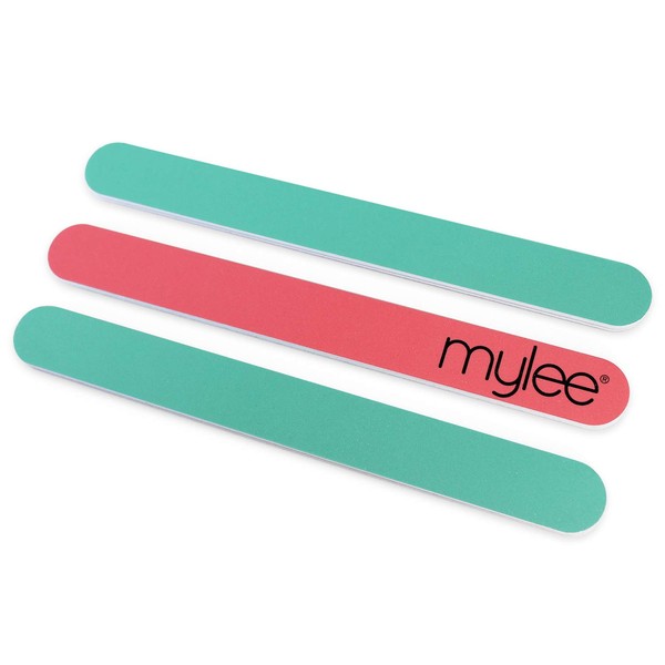 Mylee Double Sided Nail Files (Pack of 3) - Professional Manicure Prep Tool for Shaping and Repairing 180/240 Friction Surface Suitable for Acrylic, Natural Nails and Gel Polish Removal