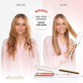 ELLA BELLA® Titanium Flat Iron Hair Straightener (with Infrared) • Professional Straightening Iron • Digital Display to Accurately Control Temperature • As Featured in Good Housekeeping - Gloss White