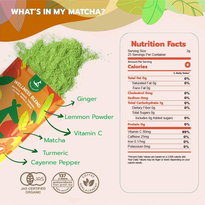 Superfood Wellness Matcha Tea Blend | Unsweetened Daily Gut &