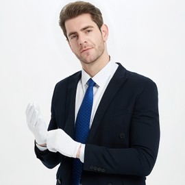 Koundeneko White Gloves, Set of 10 Pairs, For Ceremonies, Formal, White, Plain, High Elasticity, Backless Gloves, Formal, Security, Jewelry Gloves, Unisex, For Ceremonial Occasions