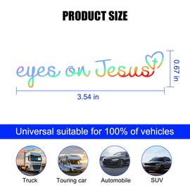 KHGUZ Eyes On Jesus Car Rear View Mirror Decal, 4PCS Christian Vinyl Vehicle Rearview Sticker, Cute Affirmation Automotive Interior Window Bumper Decal Decor Accessories, Universal Fit (Laser)