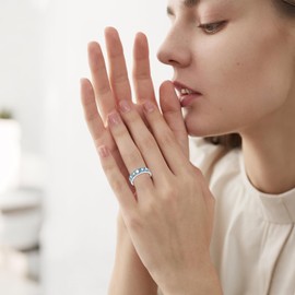 ONEFINITY Moon Phase Rings Sterling Silver Turquoise Moon Phase Ring Jewelry Gift For Women Men