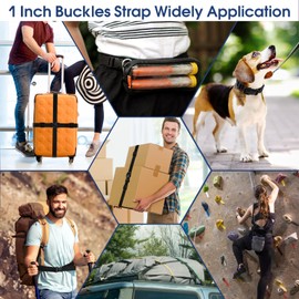 Hosyl Plastic Buckle 1 Inch Quick Side Release Buckle 8 PCS, Nylon Webbing Straps 9 Yards,Tri-Glide Slide Clip 16 PCS,Metal D Rings 16 PCS for DIY Making Luggage Strap, Pet Collar Backpack Repair