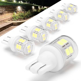 Heifymi T5 T10 Wedge Base LED Landscape Lights, Daylight White 6000K Low Voltage AC/DC 12-24V, 2 Watts Equivalent 11W 18W Incandecent Bulbs for Camper RV Marine Boat Path Lawn Malibu Lighting, 6 Pack