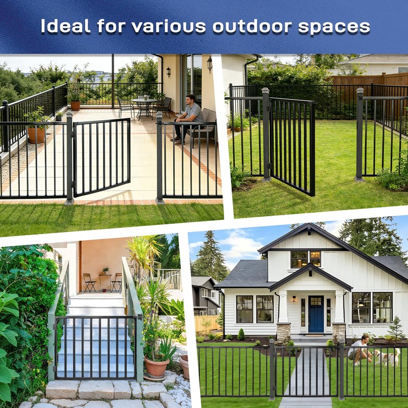 Avalution Deck Fence Gate Outdoor,32" H x 48" W, Metal