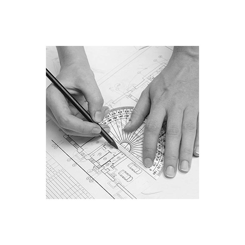 2pcs Plastic Protractors Math Protractor Clear 180 Degree 4"(10cm) and