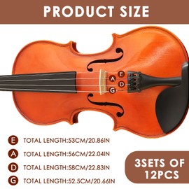 Violin Strings 4/4 Set 12Pcs Violin Full Size Strings Kits G D A E Universal Classic Silver Steel Strong Violin Strings with Nickel-Plated Ball Head for 4/4 3/4 1/4 1/2 Violin Instruments, 3 Sets