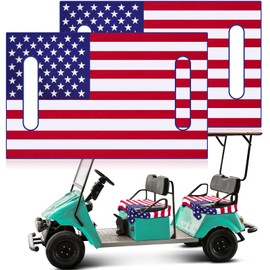 HunnmingRe 2 Pcs Microfiber Golf Cart Seat Cover American Flag Golf Blanket Portable Cushion Cover for Cart Independence Day Accessories(Flag Style)