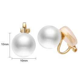 Aleasha Pearl Clip Earrings Women Stainless Steel 18kt Gold Plated Earrings Gold Bridal Elegant Jewelry Gift