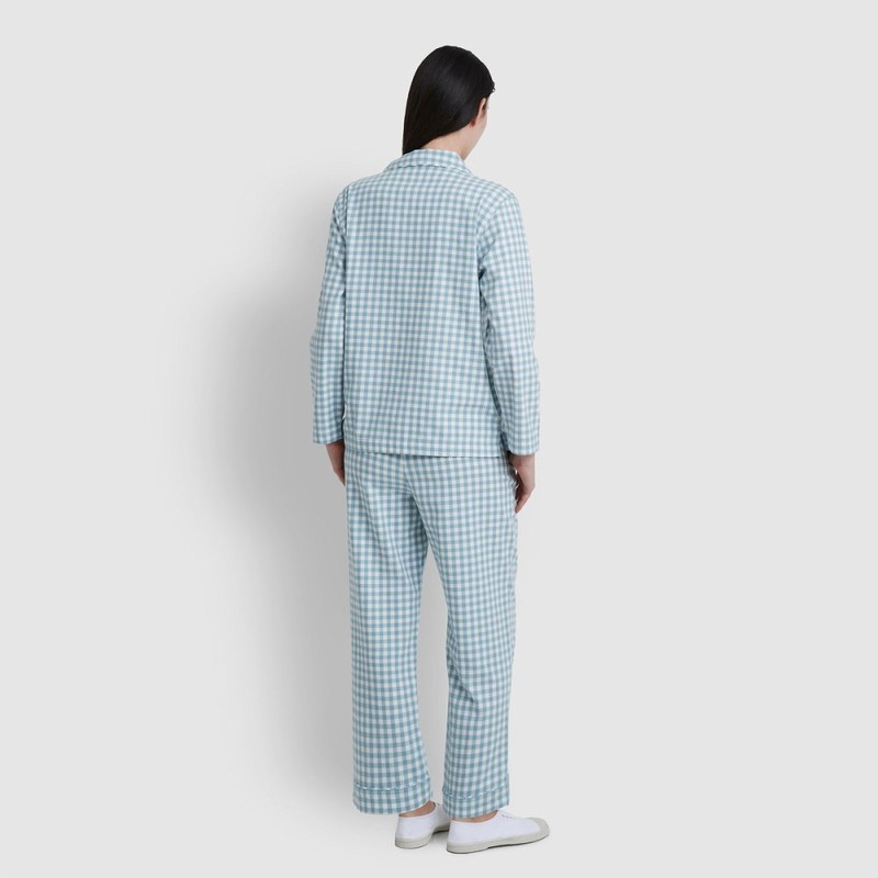 JAJU [JAJU/자주] 여 플란넬 파자마 세트_다크 블루 [JAJU] Women's Flannel