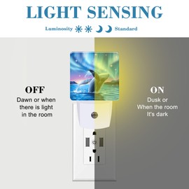 Uiaoiais Humpback Whale Breaching Water Night Light for Kids, LED Night Light Plug into Wall with Dusk to Dawn Sensor for Girls Boys Women Men Room Decor, Hallway, Kitchen, Bathroom, Nursery, Stairs