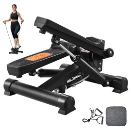 Happybuy Stair Stepper,330LBS Load Capacity,Mini Stepper for Exercise at Home, Hydraulic Fitness Twist Stepper with Resistance Bands,Full Body Workout Cardio Equipment,Stair Climber with LCD Monitor