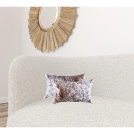 Homeroots 12" X 20" X 5" Salt And Pepper White And Brown Cowhide  Pillow 2 Pack