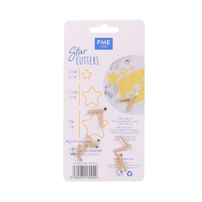 PME Stainless Steel Star Cutters, Set of 3, Silver, 5