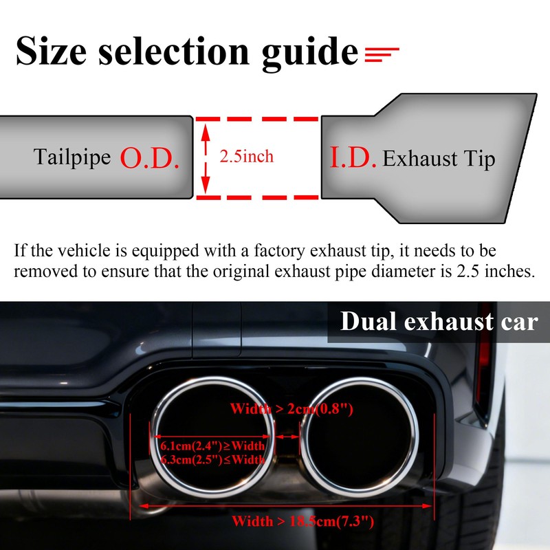 FAIZJUNBEN carbon fiber exhaust tip intake 2.5 inch outlet 3.5