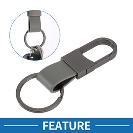 A ABSOPRO Car Keychain Universal Key Chain with Ring for Key Fobs for Home for Women Leather,Zinc Alloy Gray 2 Pcs