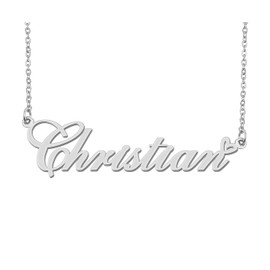 Silver Christian Name Necklace Heart Charm Pendant Stainless Steel Mother Day Jewelry for Best Friends Familys 16"