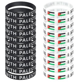 FINDAT 20 Pack Palestine Flag Bracelet I Stand with Palestine Silicone Wristbands Sports Unisex