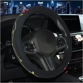 Mayco Bell - Bonita funda para volante de coche con bordado para mujer (flores dobles)