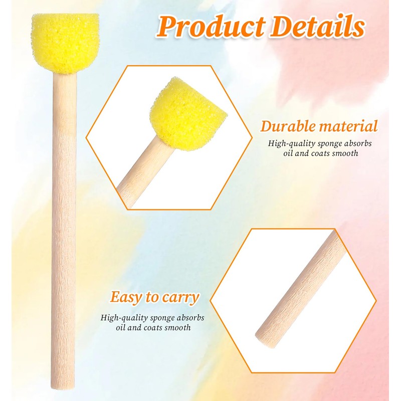 40 PCS Sponge Paint Brushes, Round Foam Art Sponges Brush