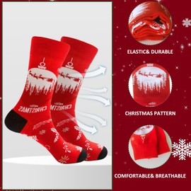 Mayround 5 Pairs Christmas Socks Warm Soft with Gift Box Cotton Novelty Funny Calf Xmas Gift Socks for Men,UK 6-11