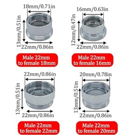 2 Pcs Faucet Adapter Kitchen Sink Faucet Adapter Sink Hose Attachment for Faucet Tap Aerator Connector for Bathroom Kitchen Water Purifier (18mm Female to 22mm Male)