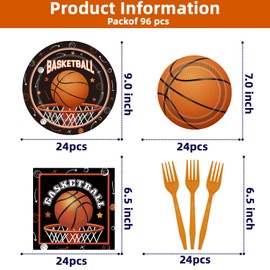 Basketball Birthday Party Decorations 96Pcs Basketball Sports Theme Birthday Party Supplies Basketball Plates and Napkins Basketball Party Favors for Basketball Party Decorations