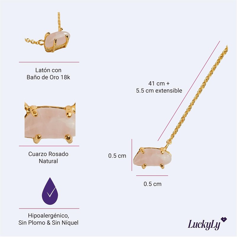 LuckyLy Collares para Mujer Baño Oro 18K con Piedras Naturales
