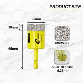 Dry Diamond Drill Bits Set - 2pcs 1"(25mm) SANLEETEK Hole Saw Kit with Quick Change Hex Shank for Marble Granite Ceramic Porcelain Tile Stoneware Quartz