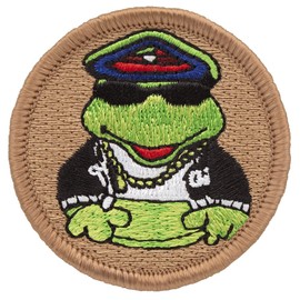 Gangsta Frog Patrol Patch - 2" Diameter Round Embroidered Patch (Iron-on)