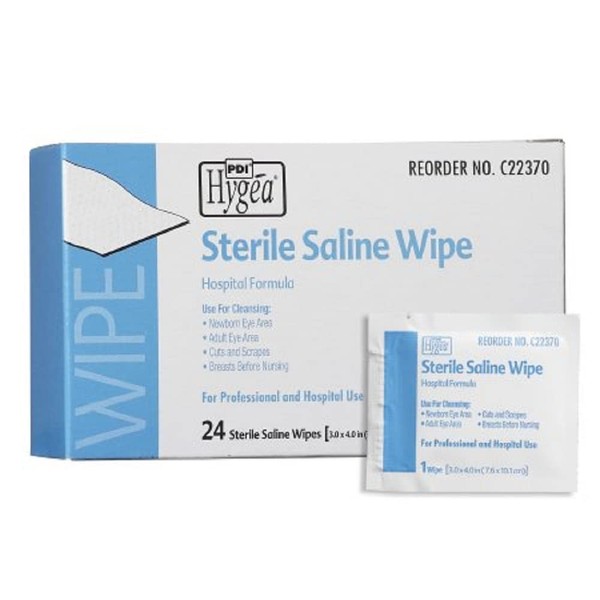 Hygea Saline Wipe Individual Packet Saline Unscented, C22370 - Pack of 24