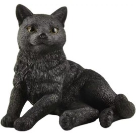 3 inch Black Cat Lounging Hand Painted Resin Figurine Statue Sculpture