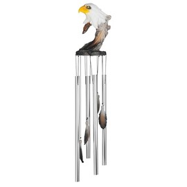 ICE ARMOR 23" Long Eagle Round Top Wind Chime Statue Sculpture Ornament Decoration Garden Decor Ideas for Housewarming, Holidays and Birthdays Great Collectible Addition