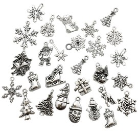 Surtido de dijes, aretes, cuentas para manualidades, hazlo tú mismo,100 g de suministros , Christmas charms, 50