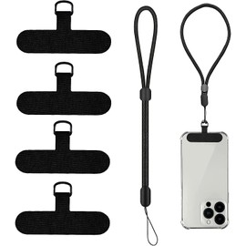 Turkalla Phone Tether Tab, 1 Pieces Adjustable Phone Wrist Strap & 4 Pieces Universal Phone Lanyard Patch Without Adhesive,Phone Lanyard Replacement Part for Cell Phone Strap
