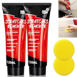Crema reparadora de rayones para autos, paquete de 2, cera pulidora para quitar rayones de autos mejorada 2024, herramienta avanzada para reparar rayones con esponja