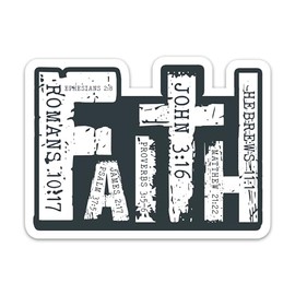 (3PCs) Faith Cross Bible Verse Sticker, Christian Bible Quotes Stickers, Inspirational Religious Quotes Vinyl Waterproof Scripture Stickers for Laptop Water Bottle Notebook Tumbler Journal (3 Inches)