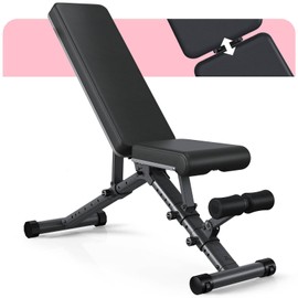 LINBOLUSA Workout Bench for Home - Weight Bench for Full Body Exercise, Incline Decline Adjustable Bench with Fully Upright Backrest, Adjustable Seat Cushion for Seamless Lumbar Support,800lbs Support