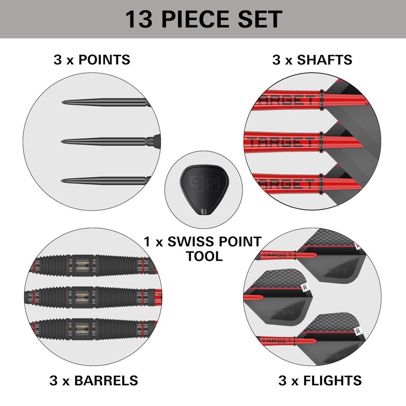 TARGET Darts Scope Steel Tip Swiss Point Darts, 90% Tungsten