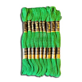 Anchor Cross Stitch Hand Embroidery Stranded Cotton Floss Thread (Pack of 12) Multi Shades (Green)