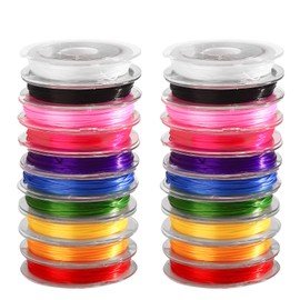 BangBoom 20 Rolls Colorful Bracelet String Kit, 0.8 mm Nylon Elastic Cord, Stretchy Beading Thread for Making Beads Jewelry Necklace Crafts Clay DIY Lanyard Crystal (656 Ft, 10 Colors) (A)
