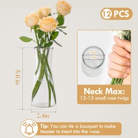 Glass Bud Vases for Centerpieces Set of 12 Small Clear Vase Modern Minimalist Decorative Flower Vases for Wedding Bridal Shower Birthday Party Baby Shower Table Decorations Home Decor