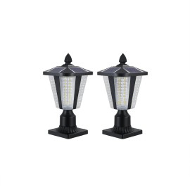 Modern Black Aluminium Solar Powered LED Garden Lantern 15 Inch Warm White Light Sensor Outdoor Pathway Yard Driveway 2 PackMaterial: Aluminium, Color: Black Color