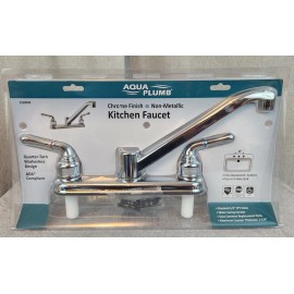 Aqua Plumb Chrome Finish Non Metallic Kitchen Faucet Dual Handle NEW 3 Hole Sink
