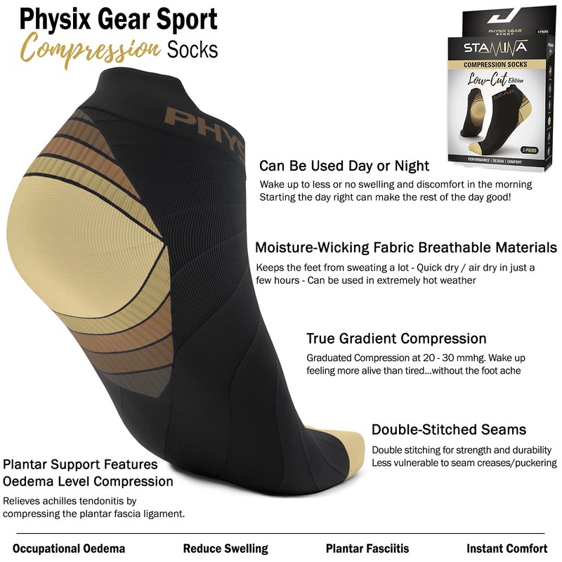 Physix Gear Plantar Fasciitis Compression Socks for Women & Men,