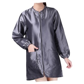 FRCOLOR Long Sleeve Smock for Adults Hair Stylist Jacket with Pockets Hairdresser Cloth Hairdressing Apron Bib Apron Client Gown Cosmetology Apron Abaya Gown perm Dyeing Men and Women Robe