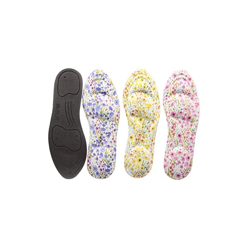 Maidai Women's Deodorizing Insole, Fluffy Insoles, Set of 3 floral