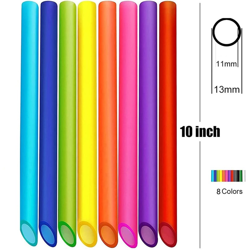 ALINK Pack of 8 Reusable Boba Plastic Straws, Pointed Design,